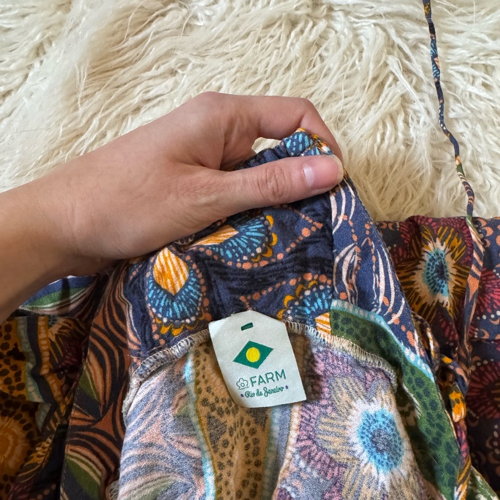 Farm Rio Side Tie Pattern Tank Top XS - Picture 4 of 7
